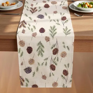 Дорожка новогодняя Шишки Leeseph 180см беж Mv066 купить недорого || Metelka.com.ua