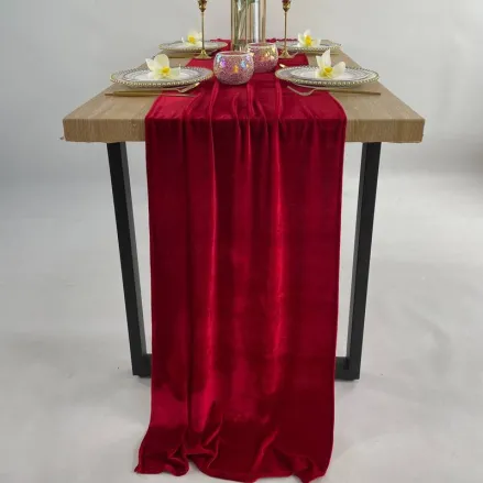 Доріжка-ранер оксамитова Leeseph 300 см червоний купити недорого || Metelka.com.ua