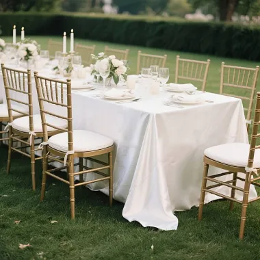 Скатерть атласная праздничная Leeseph 145х300см белая купить недорого || Metelka.com.ua