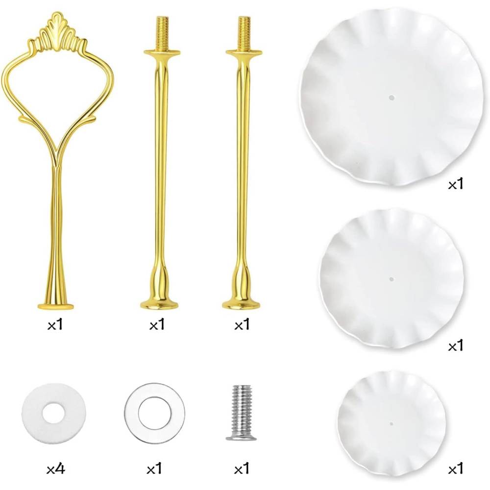 Подставка 3-ярусная Leeseph для десертов, фруктов пластиковая зеленая с золотом купить недорого || Metelka.com.ua