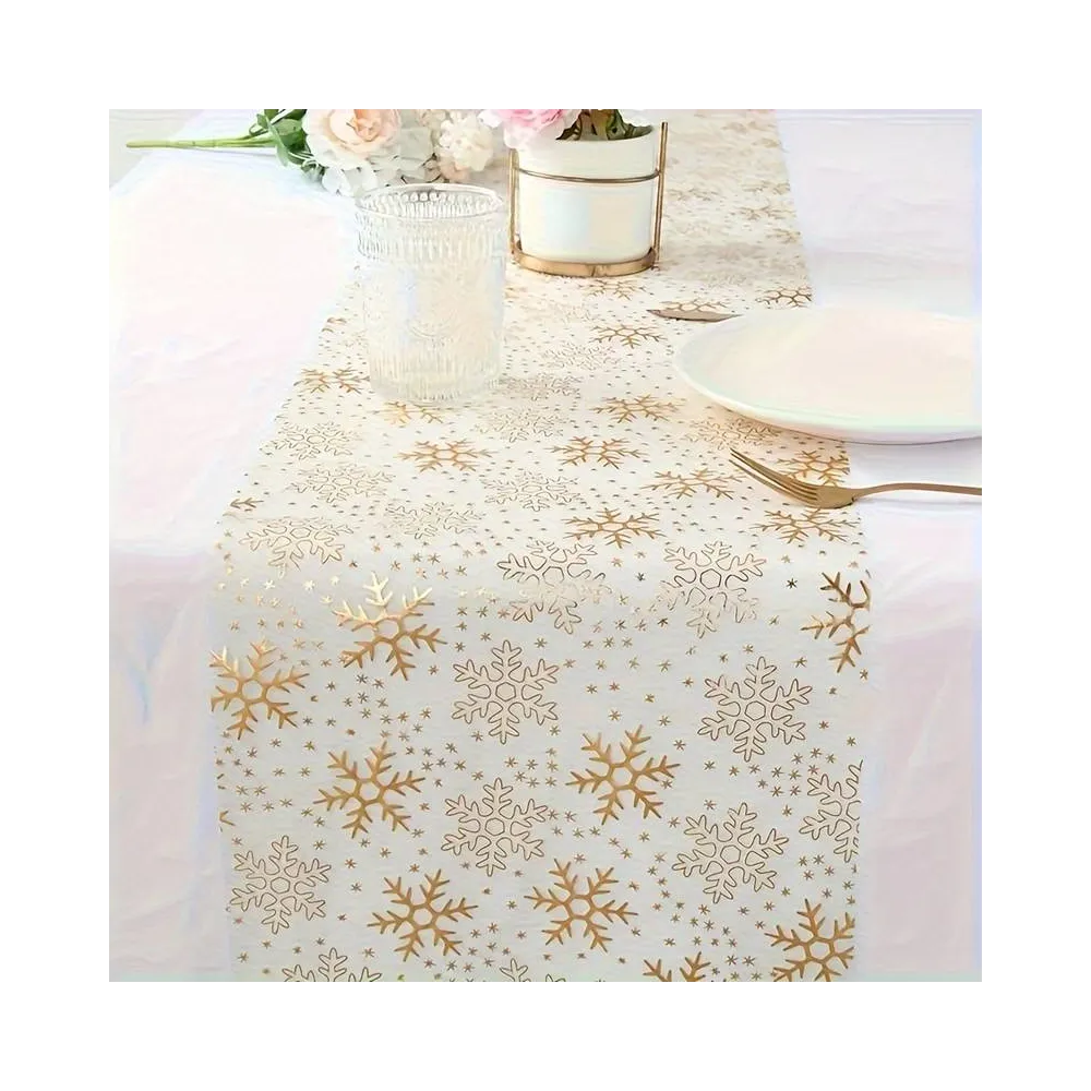 Доріжка сервірувальна Leeseph Снежинки 28*275см золото купити недорого || Metelka.com.ua
