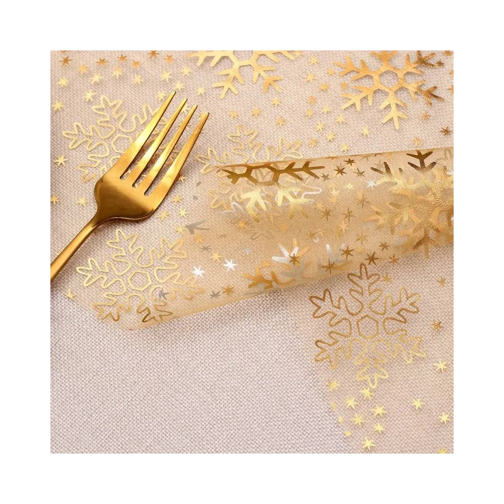 Доріжка сервірувальна Leeseph Снежинки 28*275см золото купити недорого || Metelka.com.ua