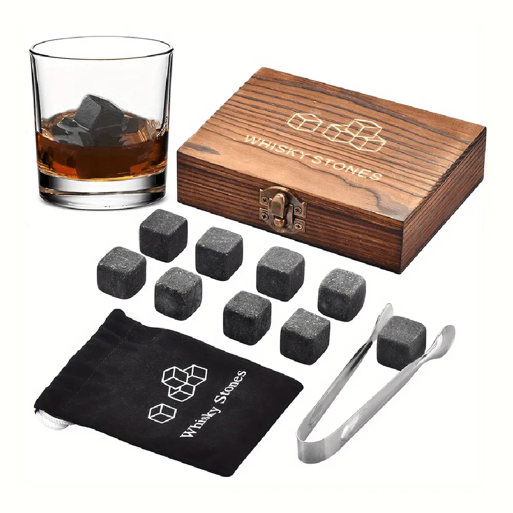 Набор охлаждающих камней для виски Leeseph в деревянной коробке 9 шт купить недорого || Metelka.com.ua