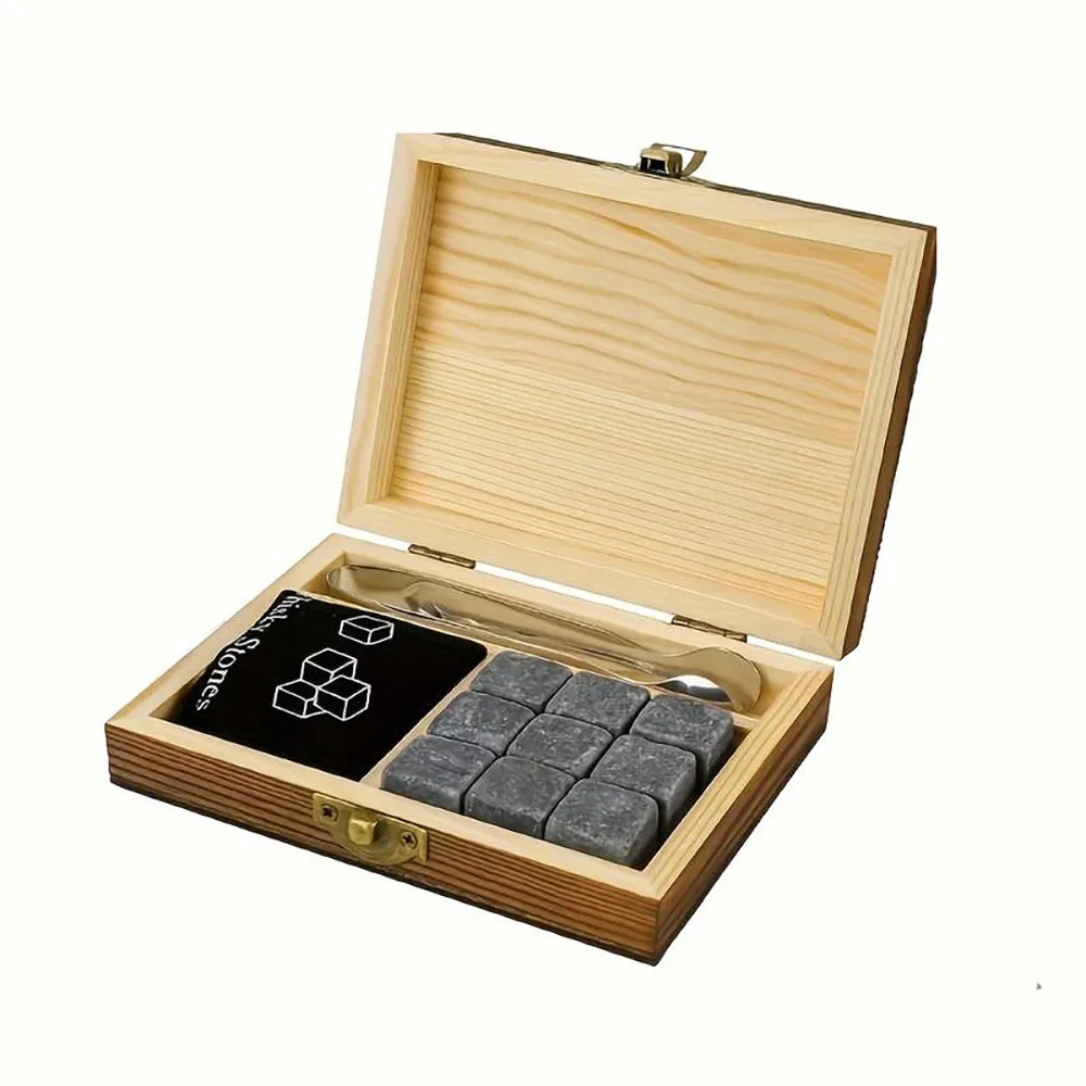 Набор охлаждающих камней для виски Leeseph в деревянной коробке 9 шт купить недорого || Metelka.com.ua