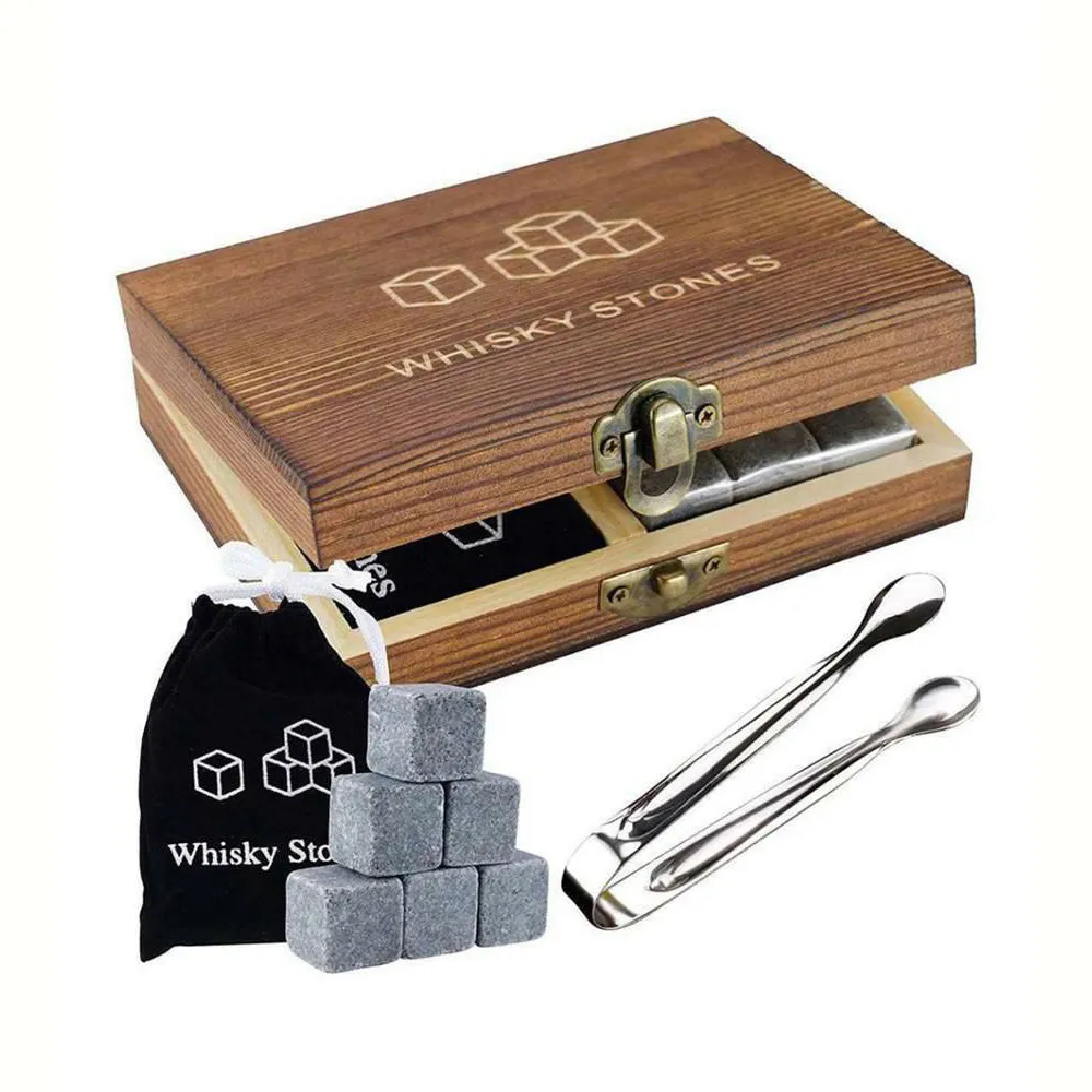 Набір охолоджувальних каменів для віскі Leeseph у дерев’яній коробці 9 шт купити недорого || Metelka.com.ua