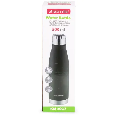 Термос-бутылка Kamille 500 мл из нержавеющей стали черный КМ 2037 купить недорого || Metelka.com.ua