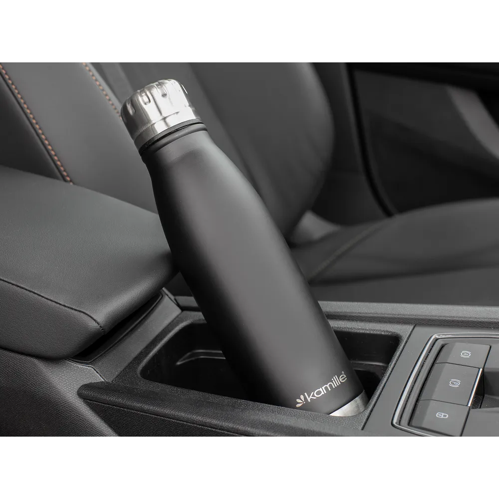 Термос-пляшка Kamille 500 мл з нержавіючої сталі чорний КМ 2037 купити недорого || Metelka.com.ua