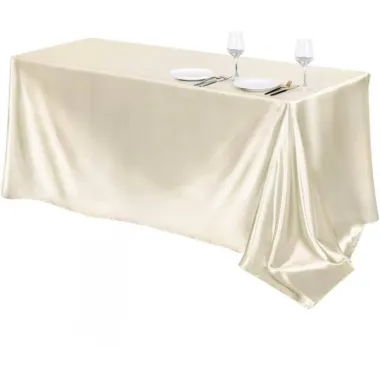 Скатерть атласная праздничная Leeseph 145х260см беж LE013b купить недорого || Metelka.com.ua
