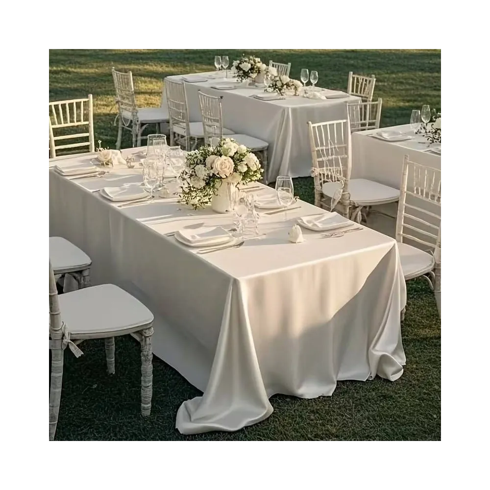 Скатерть атласная праздничная Leeseph 145х260см беж LE013b купить недорого || Metelka.com.ua