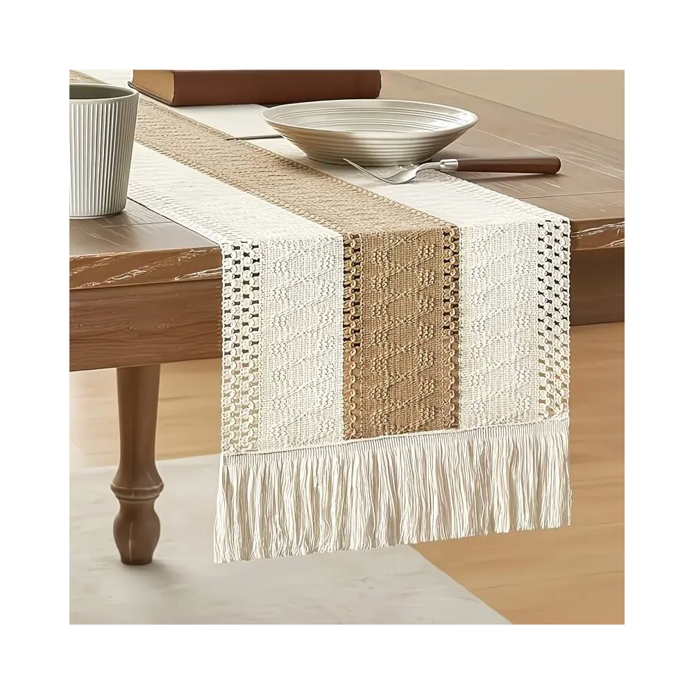 Доріжка Leeseph етно-стиль з бахромою 180см коричнево-бежевий купити недорого || Metelka.com.ua