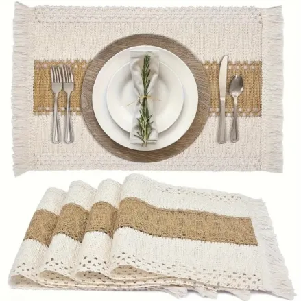 Серветками Leeseph з бахромою 30*50см 4 шт коричнево-бежевий купити недорого || Metelka.com.ua