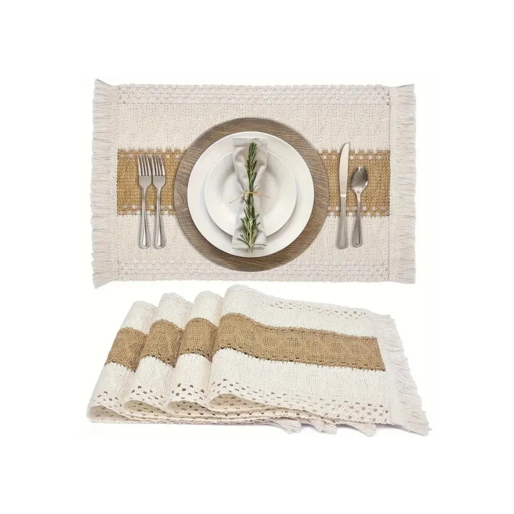 Серветками Leeseph з бахромою 30*50см 4 шт коричнево-бежевий купити недорого || Metelka.com.ua