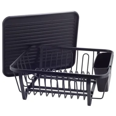 Сушарка для посуду Ofenbach 37,5*33*15 см з алюмінію з піддоном 100400 чорна купити недорого || Metelka.com.ua
