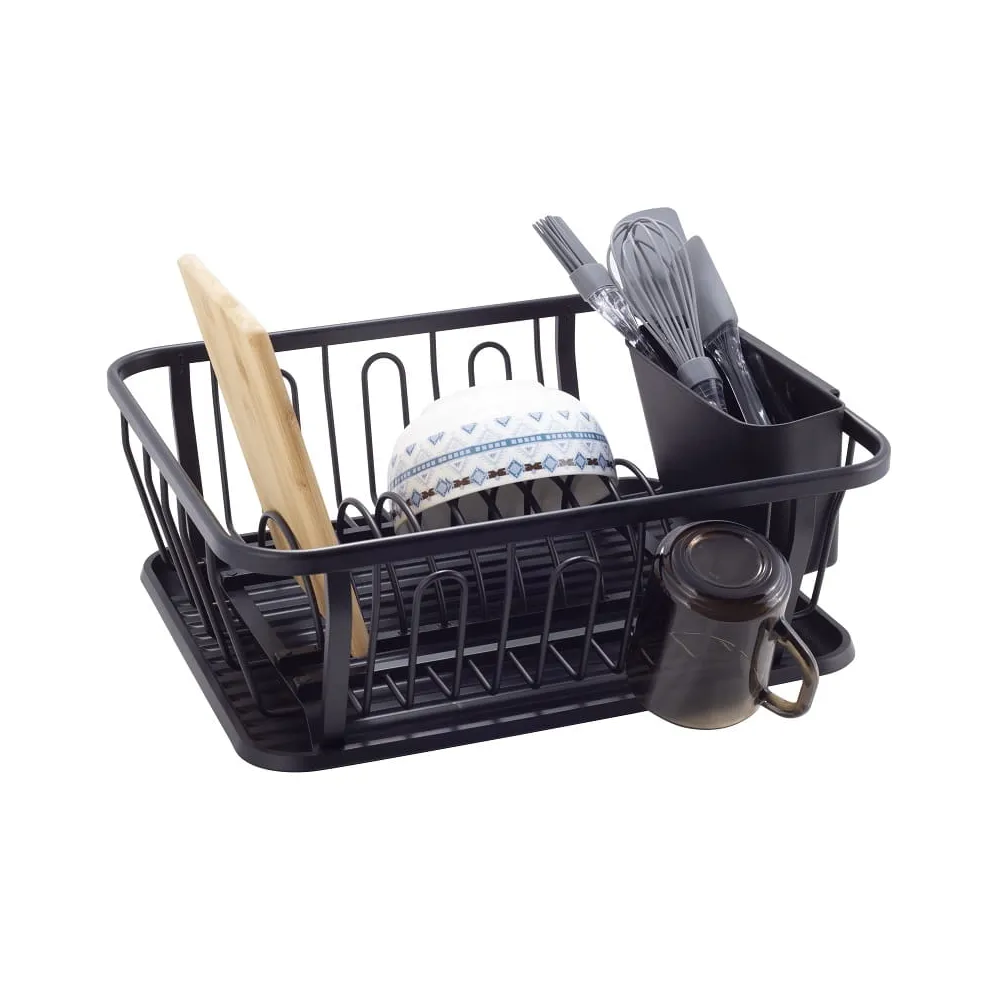 Сушилка для посуды Ofenbach 37,5*33*15 см из алюминия с поддоном 100400 черная купить недорого || Metelka.com.ua