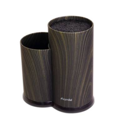 Колода для ножей Kamille Brash Stand Ebony пластиковая двойная 22,5 см