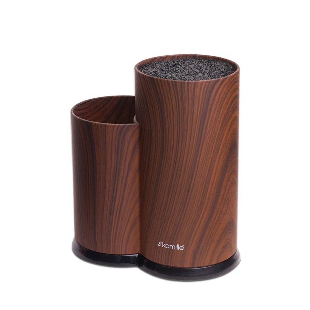 Колода для ножей Kamille Brash Stand Wood пластиковая двойная 22,5 см